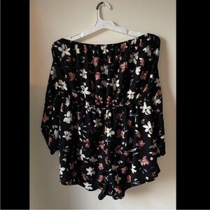 Women’s Size 3X Floral Off-Shoulder Black Romper